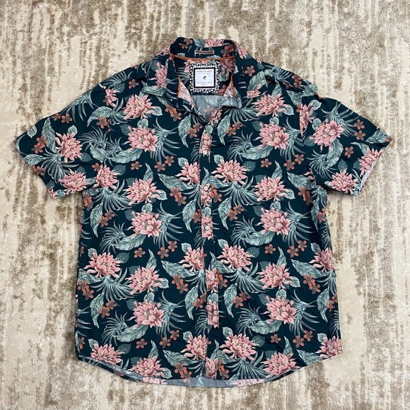 DENIM & FLOWER FLORAL X S/S BUTTON UP SHIRT - Picture 1 of 3